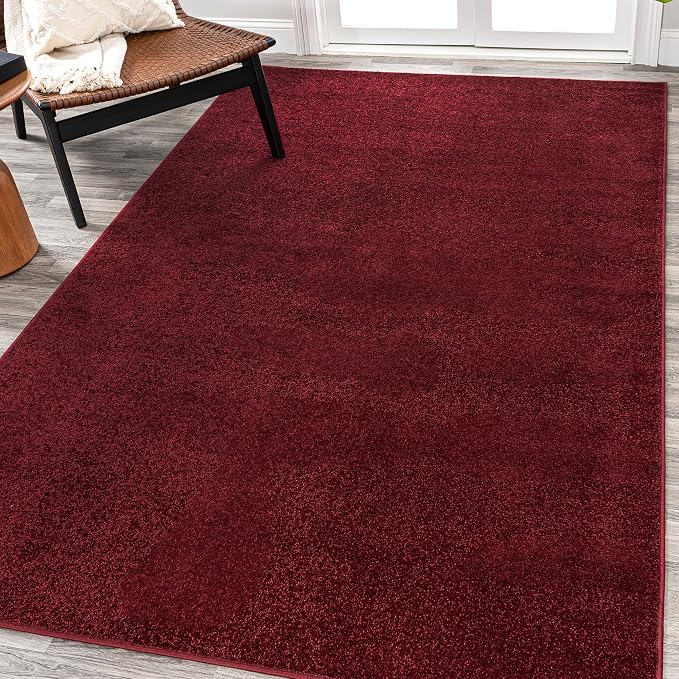 JONATHAN Y Haze Solid Low-Pile Dark Red Indoor Area Rug 12x15, Coastal,Bohemian,Minimalist,Classic, Easy-Cleaning for Living Room,Bedroom,Kitchen,Pet Friendly,Non-Shedding (SEU100Q-15)