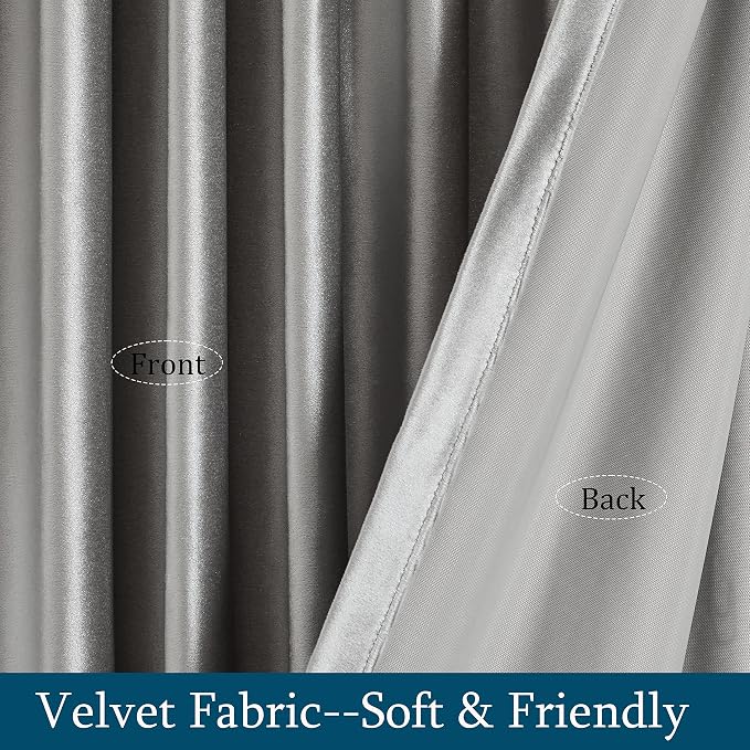 PRIMROSE Silver Grey Curtains 96 inch for Living Room,2 Panels Drapes Blackout Rod Pocket Back Tab Window Treatment Room Darkening Thick Decorative Curtains for Bedroom