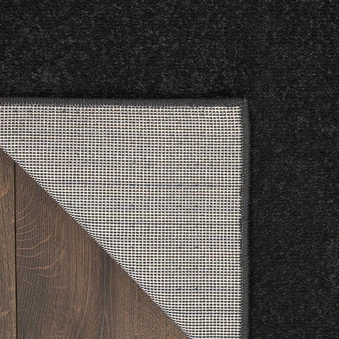 Nourison Home Nourison Essentials Black 5' x Square Area Rug - Easy Clean, Non Shedding, Bed Room, Living Room, Dining Room, Kitchen (5' x Square)