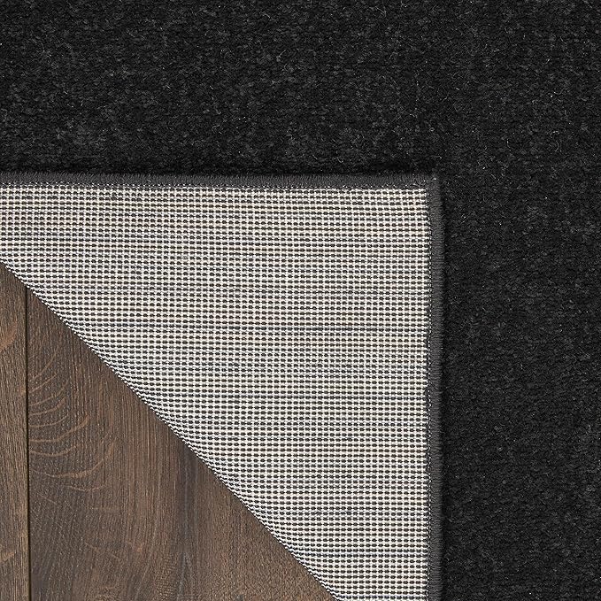 Nourison Home Nourison Essentials Black 2'2" x 12' Area Rug - Easy Clean, Non Shedding, Bed Room, Living Room, Dining Room, Kitchen (12' Runner)