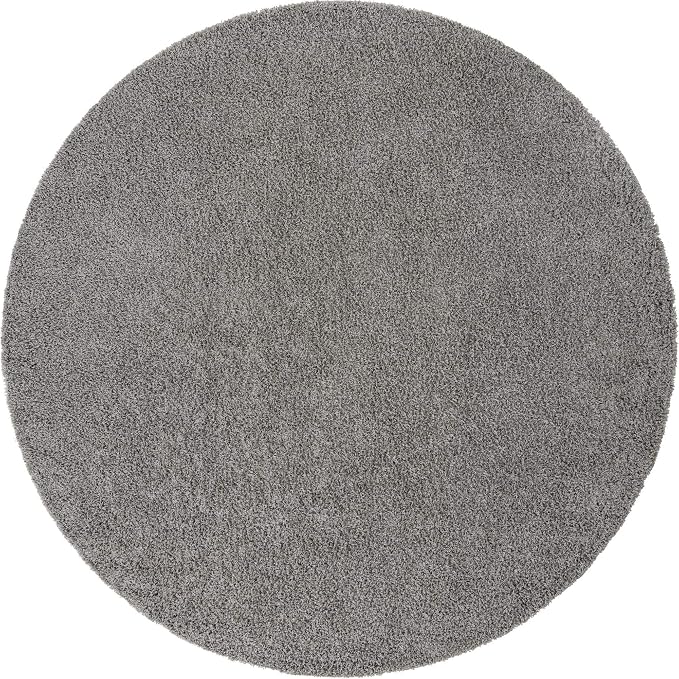 Unique Loom Solid Shag Collection Area Rug (10' 2" Round, Cloud Gray)