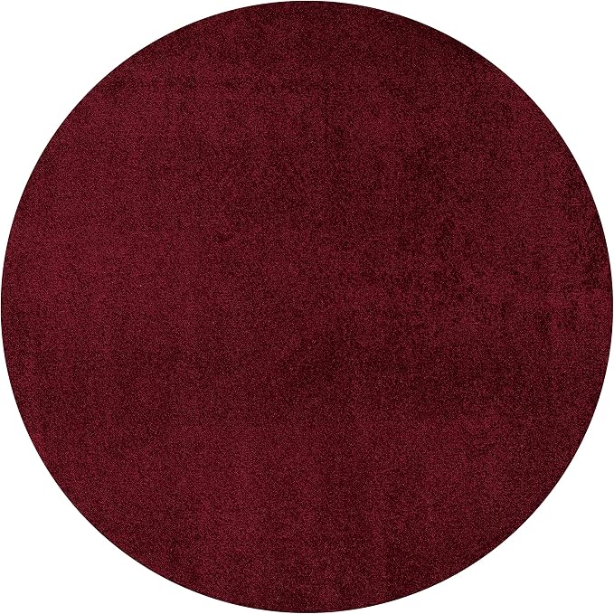 JONATHAN Y Haze Solid Low-Pile Dark Red 5' Round Indoor Area Rug, Coastal,Bohemian,Minimalist,Classic, Easy-Cleaning for Living Room,Bedroom,Kitchen,Pet Friendly,Non-Shedding (SEU100Q-5R)