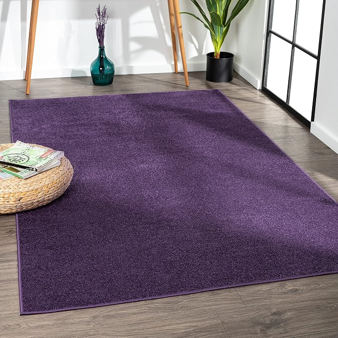JONATHAN Y Haze Solid Low-Pile Purple Indoor Area Rug 8x10, Coastal,Bohemian,Minimalist,Classic, Easy-Cleaning for Living Room,Bedroom,Kitchen,Pet Friendly,Non-Shedding (SEU100N-8)