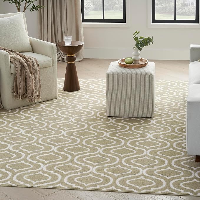 Nourison Home Jubilant Olive 5'3" x 7'3" Area Rug - Easy Clean, Non Shedding, Bed Room, Living Room, Dining Room, Kitchen (5' x 7')