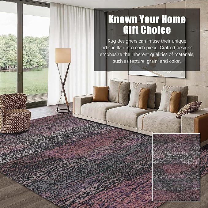 RUGSURE Washable Area Rug - 1/6 Thick - Stain & Water Resistant Non-Slip - Resistant Rug for Living Room, Bedroom, Nursery, Pet & Child Friendly, Vintage Charm Area Rugs (Burgundy, 3' x 5 ')