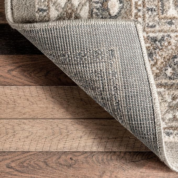 nuLOOM 8x10 Becca Traditional Tiled Area Rug, Taupe, Faded Transitional Design, Stain Resistant, For Bedroom, Dining Room, Living Room, Hallway, Office, Kitchen, Entryway