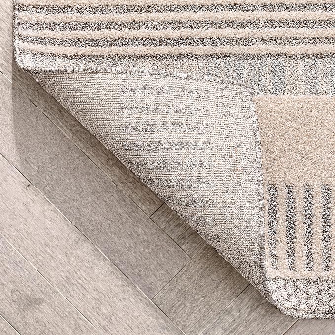 Well Woven Harlow Collection Briar Beige - Modern Tribal Minimalist Geometric 5x7 Area Rug - Ideal for Living Room, Dining Room & Bedroom - Durable, Stain Resistant & Easy to Clean