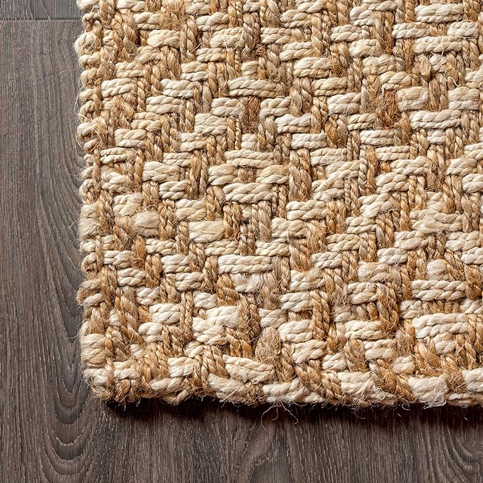 JONATHAN Y Hira Hand Woven Diamond Chunky Jute Natural Indoor Area Rug, 4x6, Bohemian, Transitional, Easy-Cleaning for Living Room, Bedroom, Kitchen, Pet Friendly, Non-Shedding (NFR100A-4)