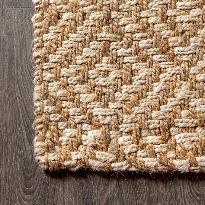 JONATHAN Y Hira Hand Woven Diamond Chunky Jute Natural Indoor Area Rug, 3x5, Bohemian, Transitional, Easy-Cleaning for Living Room, Bedroom, Kitchen, Pet Friendly, Non-Shedding (NFR100A-3)