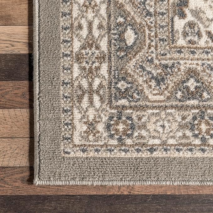 nuLOOM 11x15 Becca Traditional Tiled Area Rug, Taupe, Faded Transitional Design, Stain Resistant, For Bedroom, Dining Room, Living Room, Hallway, Office, Kitchen, Entryway