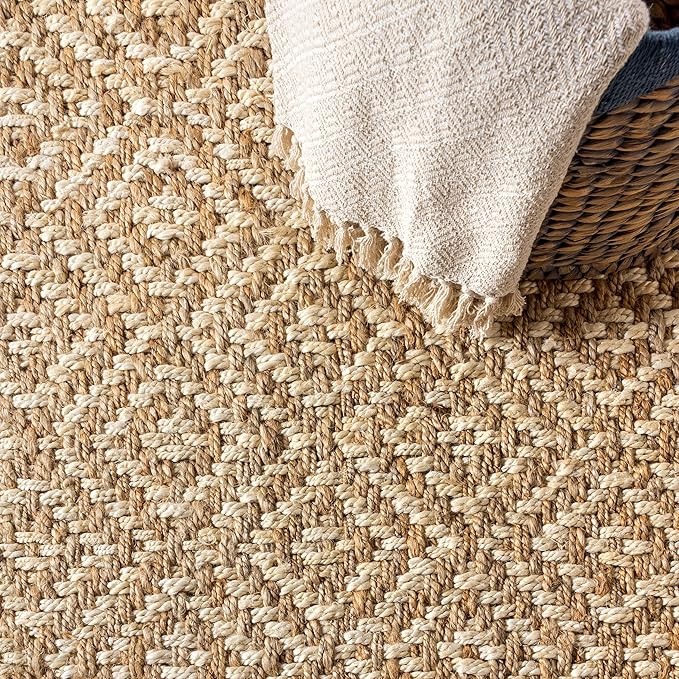 JONATHAN Y Hira Hand Woven Diamond Chunky Jute Natural Indoor Area Rug, 6x9, Bohemian, Transitional, Easy-Cleaning for Living Room, Bedroom, Kitchen, Pet Friendly, Non-Shedding (NFR100A-6)
