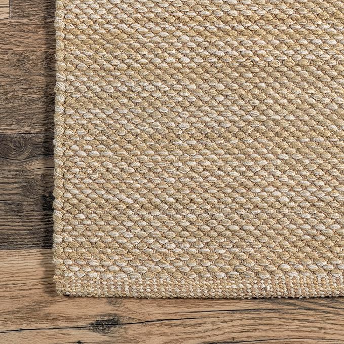 nuLOOM Alessi Tan Solid Hand Woven Area Rug, 8' x 10' | Nuloom Alessi Solid 8' x 10' Area Rug for Living Room Bedroom Dining Room, Tan