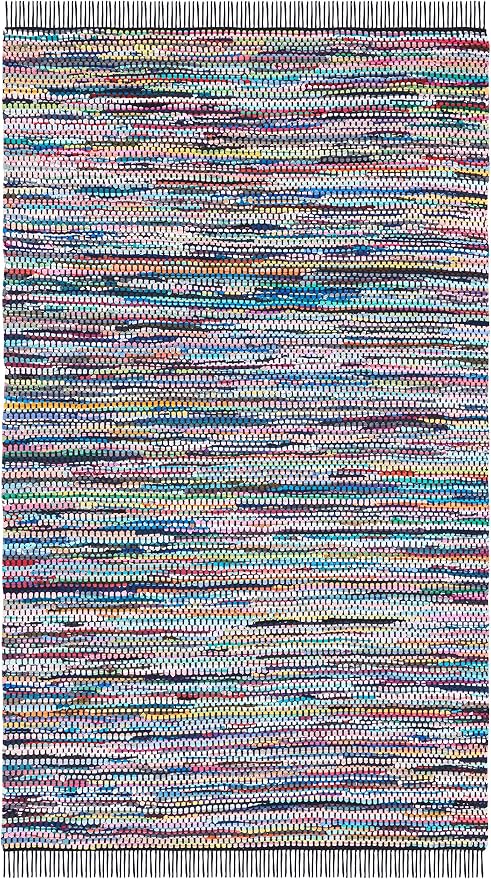 SAFAVIEH Montauk Collection Area Rug - 5' x 8', Black & Pink, Handmade Flat Weave Cotton, Ideal for High Traffic Areas in Living Room, Bedroom (MTK251Z)