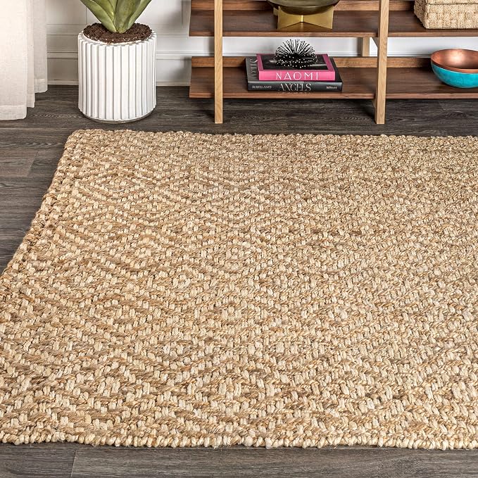 JONATHAN Y Hira Hand Woven Diamond Chunky Jute Natural Indoor Area Rug, 4x6, Bohemian, Transitional, Easy-Cleaning for Living Room, Bedroom, Kitchen, Pet Friendly, Non-Shedding (NFR100A-4)