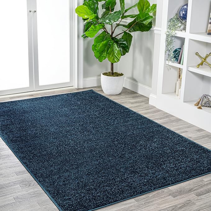 JONATHAN Y Haze Solid Low-Pile Navy Indoor Area Rug 6x9, Coastal,Bohemian,Minimalist,Classic, Easy-Cleaning for Living Room,Bedroom,Kitchen,Pet Friendly,Non-Shedding (SEU100C-6)