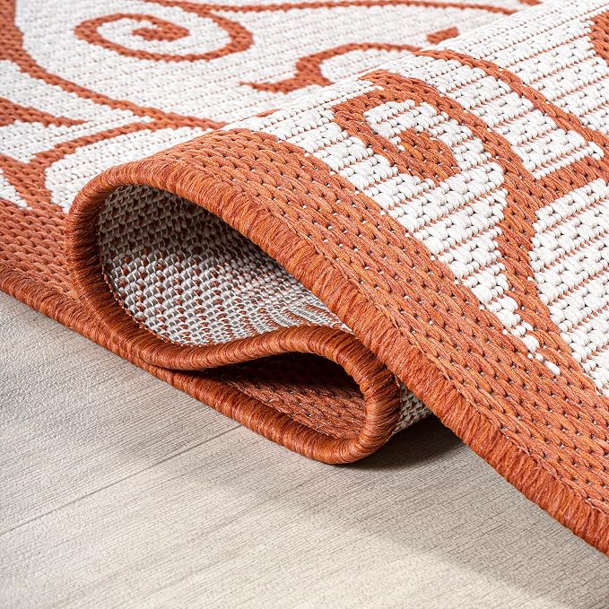 JONATHAN Y Vintage Filigree Indoor Outdoor Area Rug 4X6 Cream/Orange, Madrid Textured Weave for Backyard, Patio, Porch, Easy-Cleaning, High Traffic, Pet-Friendly, Non-Shedding (SMB107L-4)