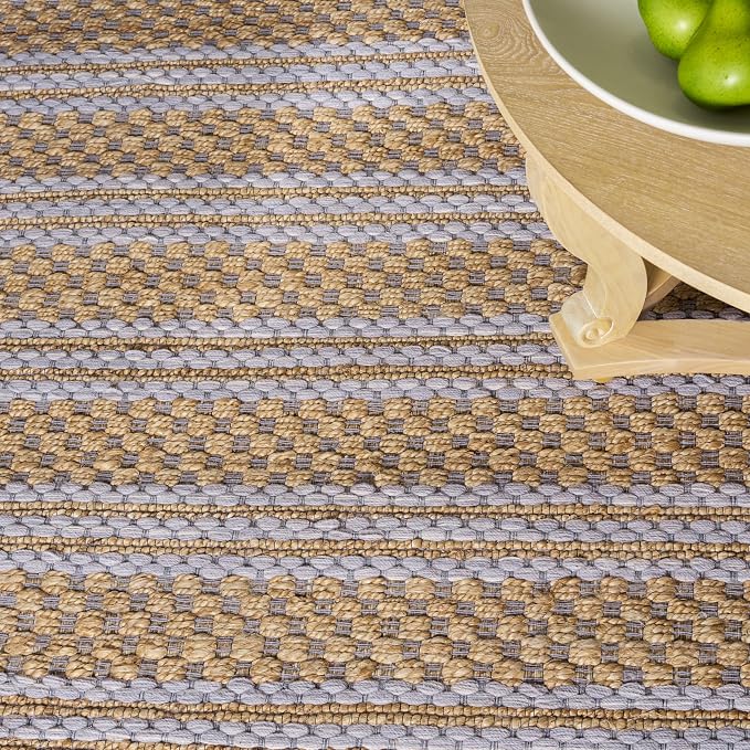 Martha Stewart X SAFAVIEH Collection Runner Rug - 2'3" x 8', Natural & Grey, Handmade Wool & Jute, Ideal for Hallway, Foyer, Bedroom (MSR9528F)