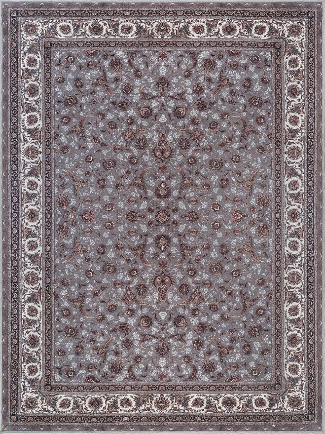 Bloom Rugs Washable Non-Slip 3' x 5' Rug - Slate Gray Traditional Oriental Area Rug for Living Room, Bedroom, Dining Room, and Kitchen - Exact Size: 3' x 5'