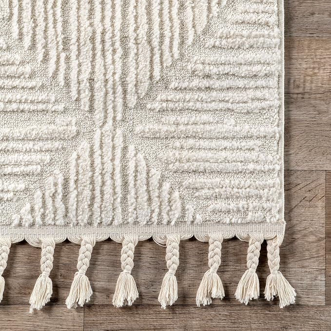 Nuloom Kerry Cream, 6' Square, Geometric, Soft and Cozy, High Traffic, Stain Resistant, Easy Clean, Durable Area Rug for Bedroom, Living Room, Dining Space, Den, Foyer, Entryway