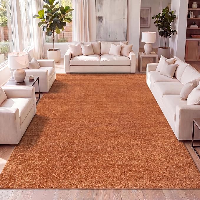 JONATHAN Y Haze Solid Low-Pile Orange Indoor Area Rug 3x5, Coastal,Bohemian,Minimalist,Classic, Easy-Cleaning for Living Room,Bedroom,Kitchen,Pet Friendly,Non-Shedding (SEU100M-3)