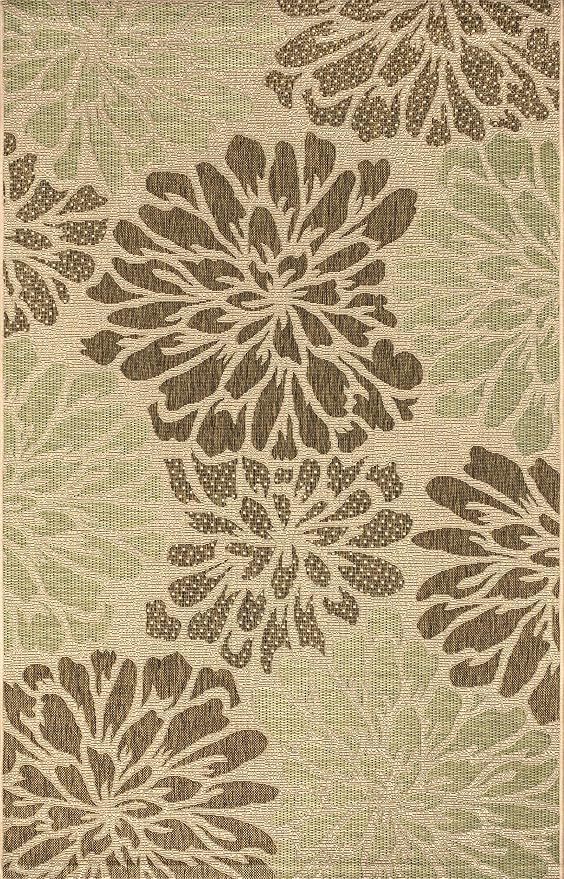JONATHAN Y Floral Textured Weave Indoor Outdoor Area Rug 4X6 Sage/Brown, Zinnia Modern for Backyard, Patio, Porch, Easy-Cleaning, High Traffic, Pet-Friendly, Non-Shedding (SMB110A-4)