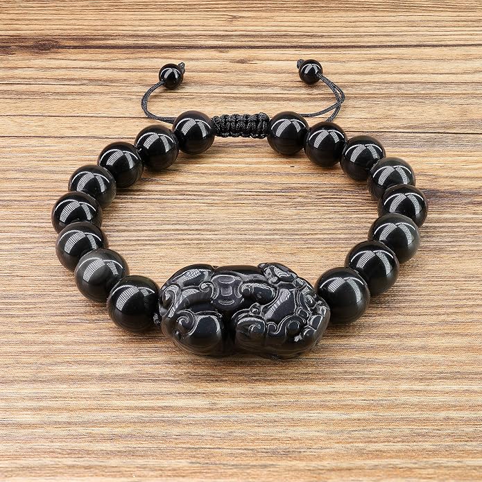 COAI Chinese Feng Shui Pixiu Piyao Stone Tiger Eye/Obsidian/Aventurine Bracelet