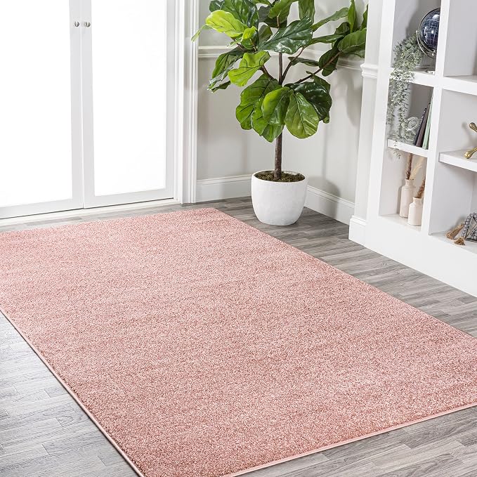 JONATHAN Y Haze Solid Low-Pile Pink Indoor Area Rug 10x14, Coastal,Bohemian,Minimalist,Classic, Easy-Cleaning for Living Room,Bedroom,Kitchen,Pet Friendly,Non-Shedding (SEU100P-14)
