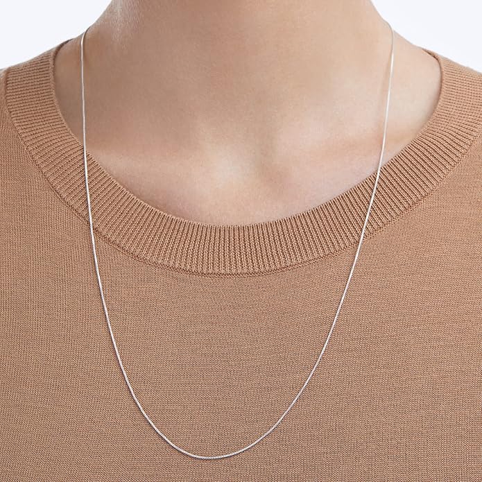 Amazon Essentials Sterling Yellow Gold or Silver Thin 0.8mm Box Chain Necklace