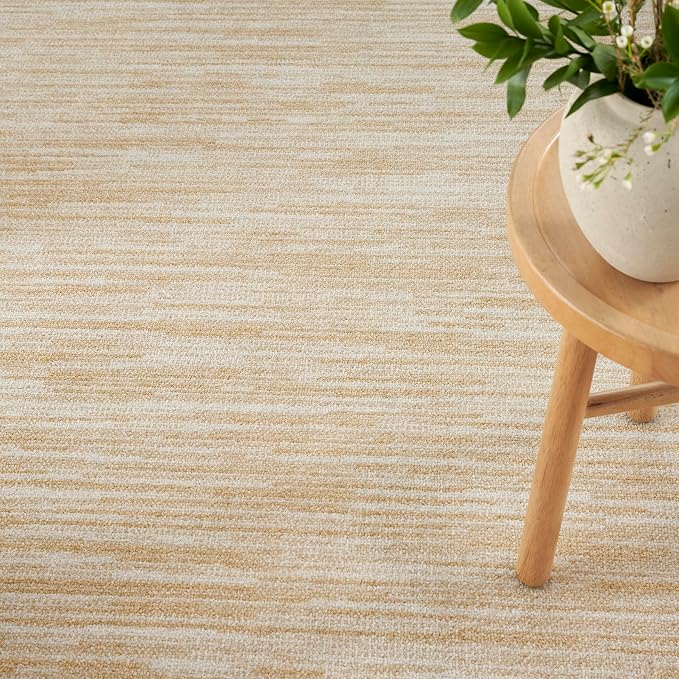 Nourison Home Nourison Essentials Ivory Gold 5' x Square Area Rug - Easy Clean, Non Shedding, Bed Room, Living Room, Dining Room, Kitchen (5' x Square)