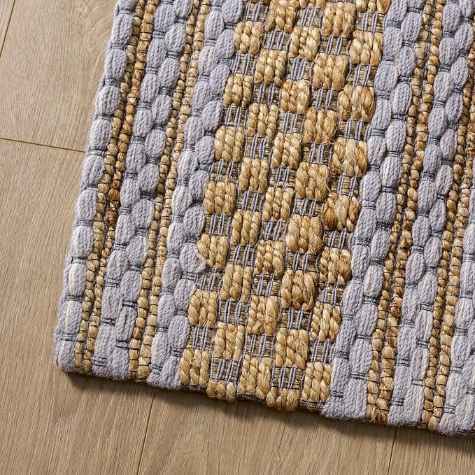 Martha Stewart X SAFAVIEH Collection Area Rug - 4' x 6', Natural & Grey, Handmade Wool & Jute, Ideal for Living Room, Bedroom, Dining Space (MSR9528F)