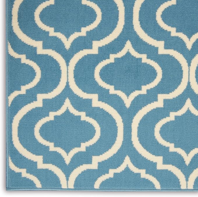 Nourison Home Jubilant Blue 5'3" x 7'3" Area Rug - Easy Clean, Non Shedding, Bed Room, Living Room, Dining Room, Kitchen (5' x 7')