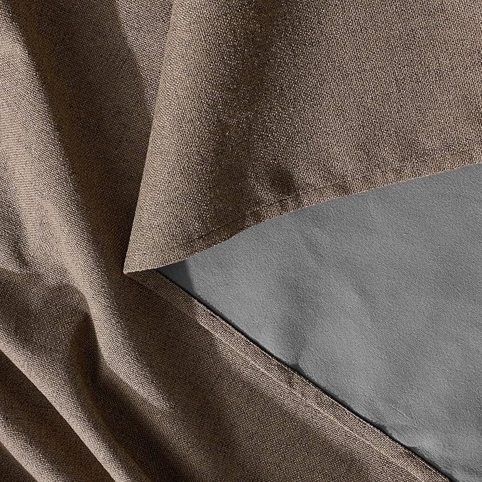RYB HOME 100% Blackout Curtains 102 Inch Long, Thermal Insulated Window Curtains for Bedroom/Living Room/Dining/Sliding Glass Door, Privacy Assured Farmhouse Home Decor, W52 x L102, Brown, 2 Panels
