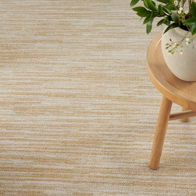 Nourison Home Nourison Essentials Ivory Gold 9' x 12' Area Rug - Easy Clean, Non Shedding, Bed Room, Living Room, Dining Room, Kitchen (9' x 12')