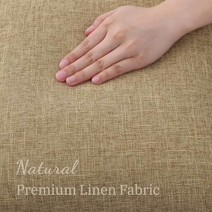 decorUhome Khaki Faux Linen Outdoor Throw Pillow Covers 26x26 Set of 2 | Fall Decorative Textured Neutral Modern Farmhouse Pillow Covers with Stitched Edge for Couch Sofa Bed Living Room