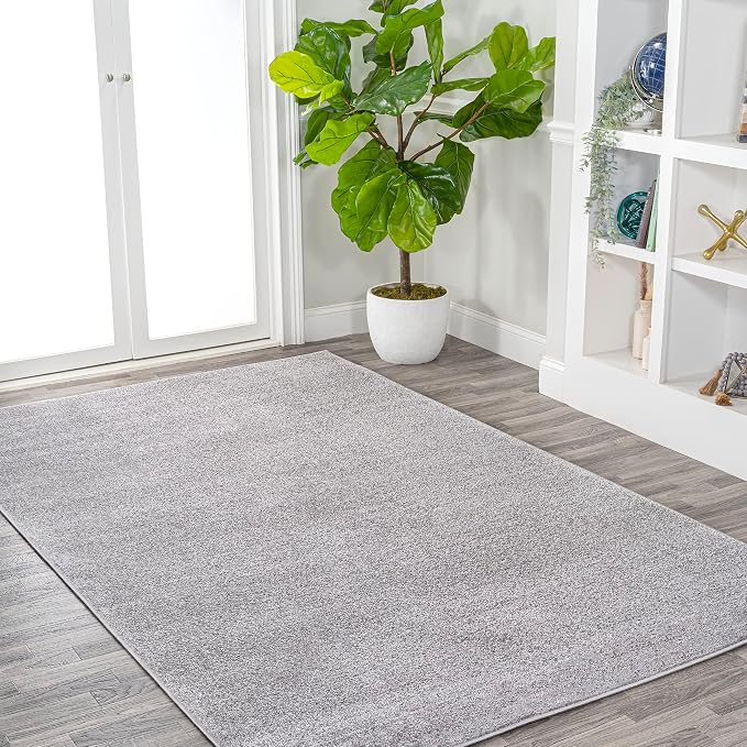 JONATHAN Y Haze Solid Low-Pile Light Gray Indoor Area Rug 5x8, Coastal,Bohemian,Minimalist,Classic, Easy-Cleaning for Living Room,Bedroom,Kitchen,Pet Friendly,Non-Shedding (SEU100K-5)