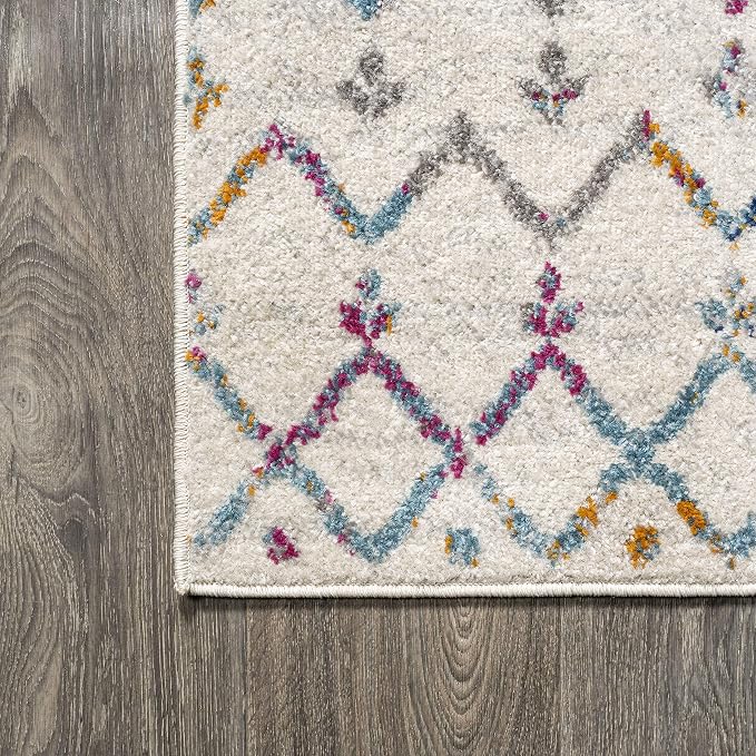 JONATHAN Y Boho Vintage Diamond Ivory/Multi Runner Rug 2X10 ft, Moroccan Hype for Living Room, Bedroom, Kitchen, Office, Easy-Cleaning, High Traffic, Pet-Friendly, Non-Shedding (MOH101E-210)