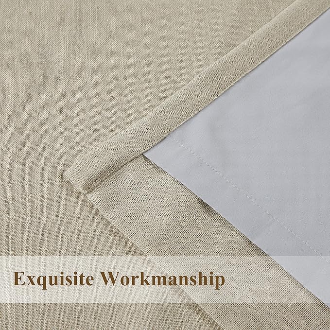 WEST LAKE Extra Long Pinch Pleat Blackout Curtain Panels 108 Inches Length | Sand Linen Blended Room Darkening Drapes,French Pleat Bedroom Living Room Window Treatment,60"Wx108"L(Pack of 1)