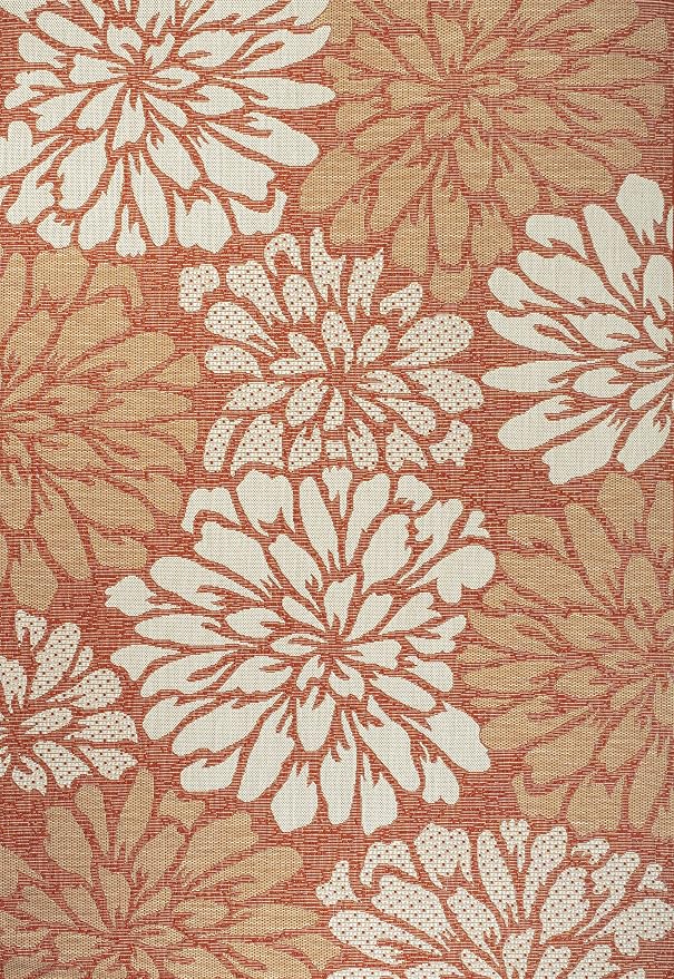 JONATHAN Y Floral Textured Weave Indoor Outdoor Area Rug 3X5 Orange/Cream, Zinnia Modern for Backyard, Patio, Porch, Easy-Cleaning, High Traffic, Pet-Friendly, Non-Shedding (SMB110E-3)