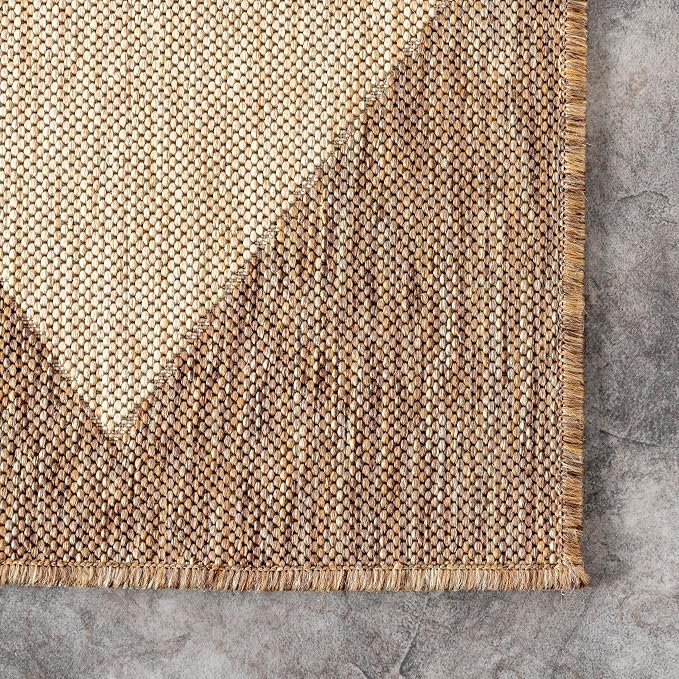 nuLOOM Outdoor Performance Collection Sabina Brown/Ivory, 2' x 8', Soft and Cozy, High Traffic, Stain Resistant, Easy Clean, Durable Runner for Indoor/Outdoor Patio, Deck, Porch, Garden, Courtyard