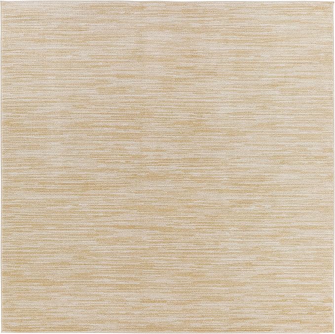 Nourison Home Nourison Essentials Ivory Gold 7' x Square Area Rug - Easy Clean, Non Shedding, Bed Room, Living Room, Dining Room, Kitchen (7' x Square)