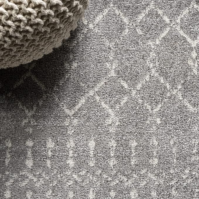 JONATHAN Y Boho Vintage Diamond Gray/Ivory Round Area Rug 7 ft, Moroccan Hype for Living Room, Bedroom, Kitchen, Office, Easy-Cleaning, High Traffic, Pet-Friendly, Non-Shedding (MOH101C-7R)