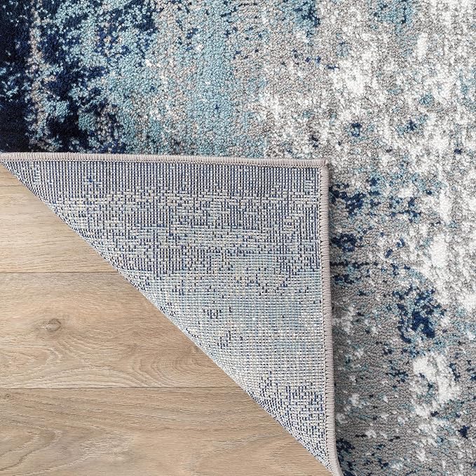 Rugshop Watercolor Distressed Modern Bohemian Large Area Rug Blue 9' x 12'