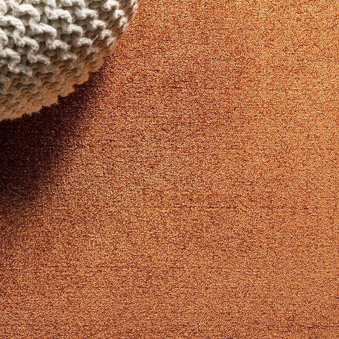 JONATHAN Y Haze Solid Low-Pile Orange 7x7 Square Indoor Area Rug, Coastal,Bohemian,Minimalist,Classic, Easy-Cleaning for Living Room,Bedroom,Kitchen,Pet Friendly,Non-Shedding (SEU100M-7SQ)
